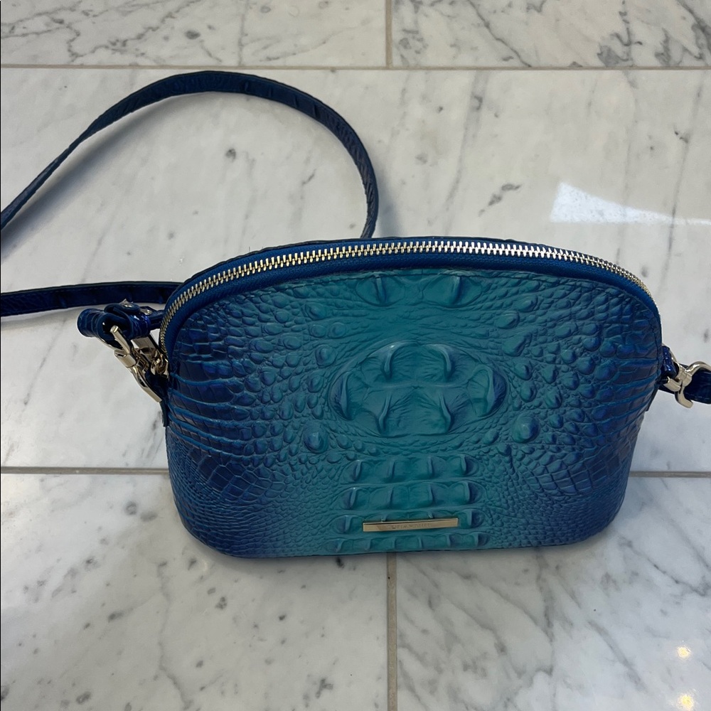 Brahmin Blue Crocodile-Embossed Crossbody Bag - Picture 3 of 7